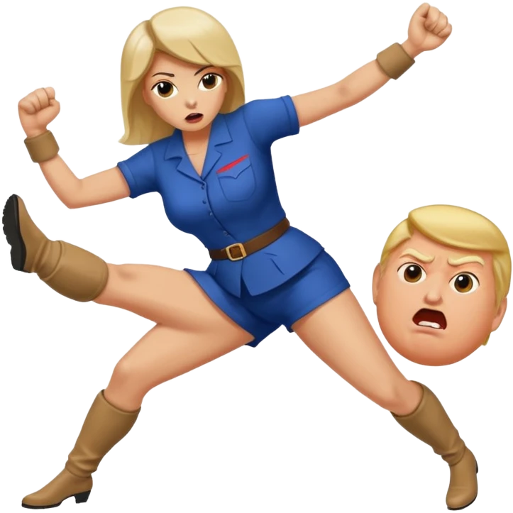 woman kicking donald trump in the testicles emoji