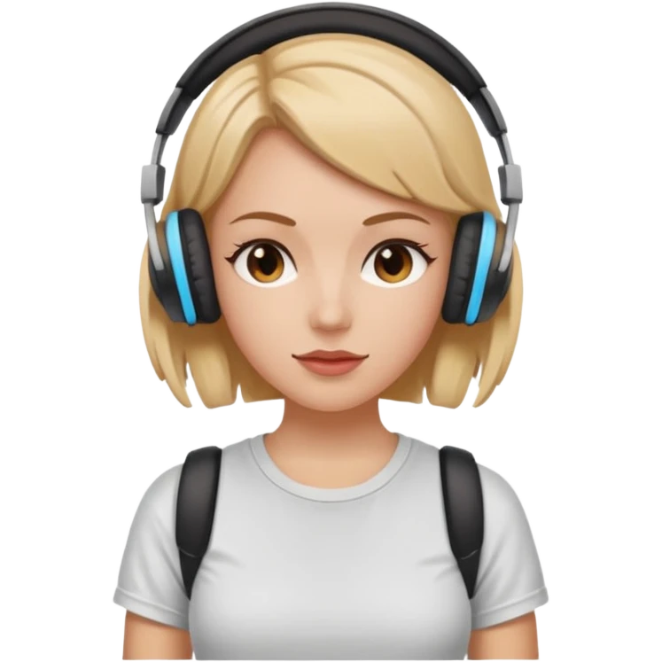 cherryhead skin white girl with deportive t shirt and headphones emoji