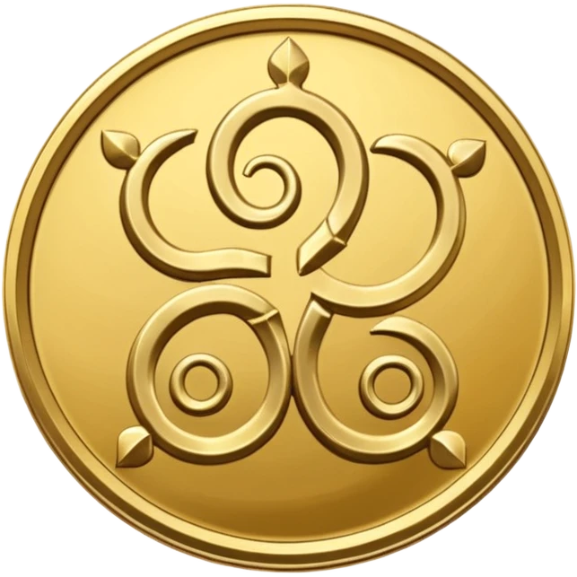 A mora coin with a triskelion on it  emoji