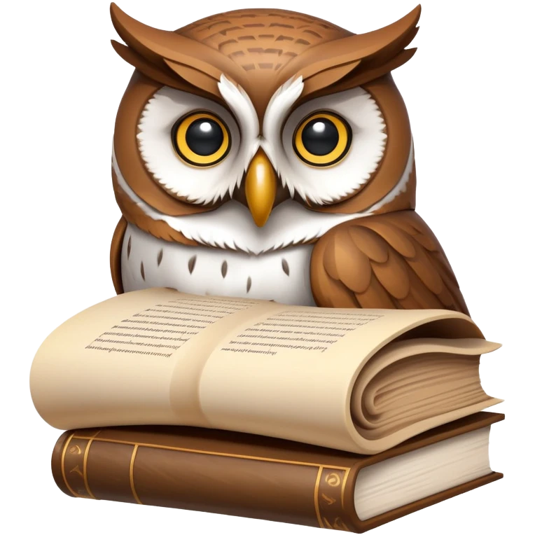 An icon featuring an ancient scroll, a thinker’s bust, and a question mark, symbolizing philosophy. The design includes a wise owl, a book, and abstract symbols, representing deep thought, ethics, and wisdom. Transparent background emoji