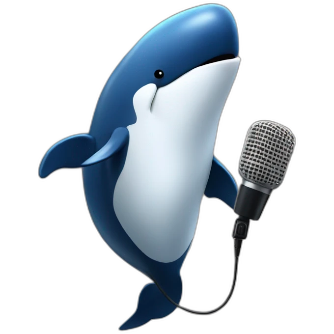Whale holding microphone 🎤 emoji