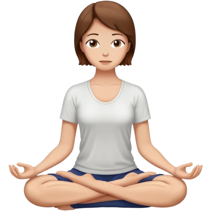 Chica meditando pelo marrón aesthetic emoji