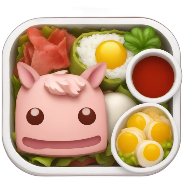 bento box on the theme of pork Rosso  emoji