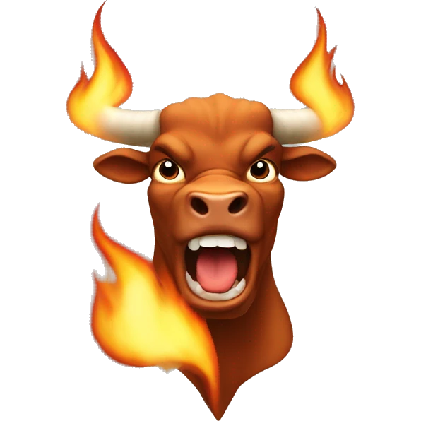 Super mad bull spitting fire from nose emoji