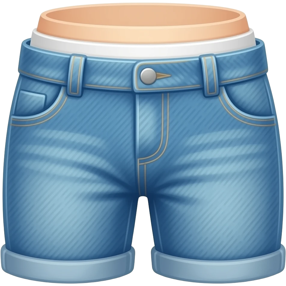 kawaii sagging pants emoji, low-rise baggy jeans with underwear waistband visible above pants, hip-hop street style, simple icon emoji