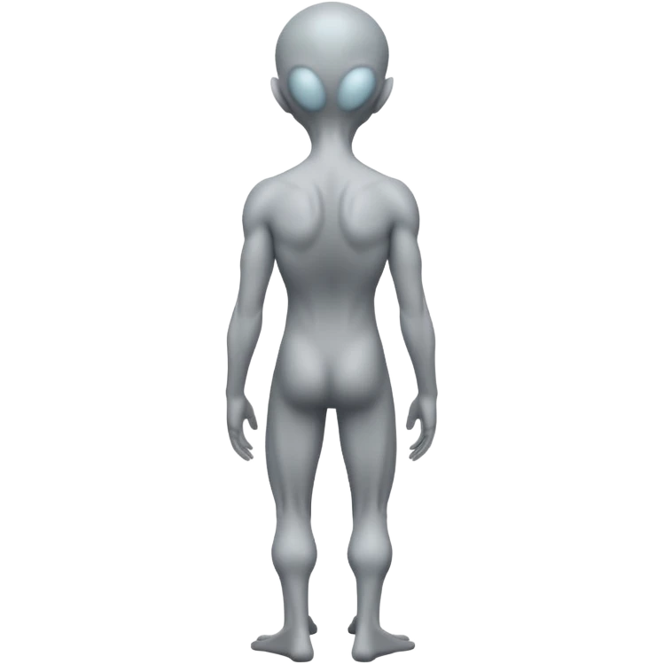 fullbody gray alien PRAYING STANDING REAR BACKVIEW emoji