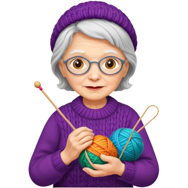 elderly woman knitting emoji
