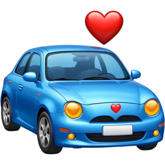 Blue car with heart emoji