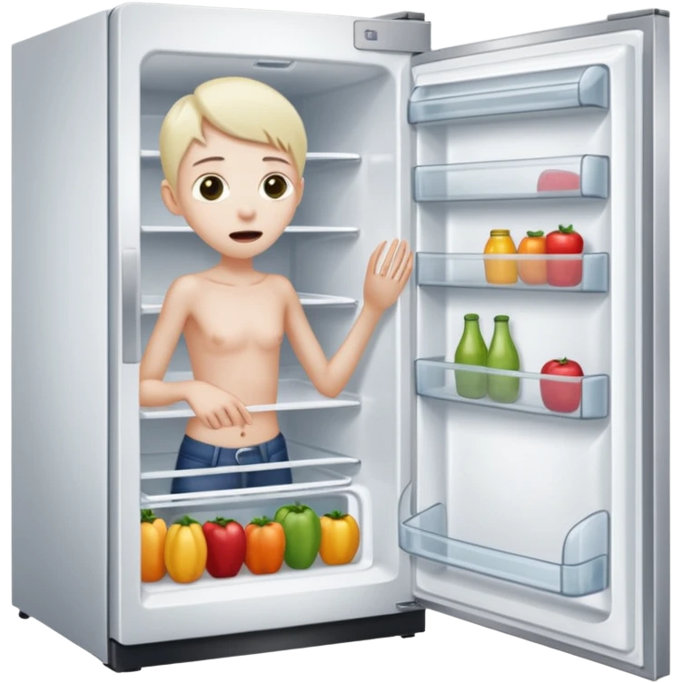 Person starving opening the fridge's door emoji