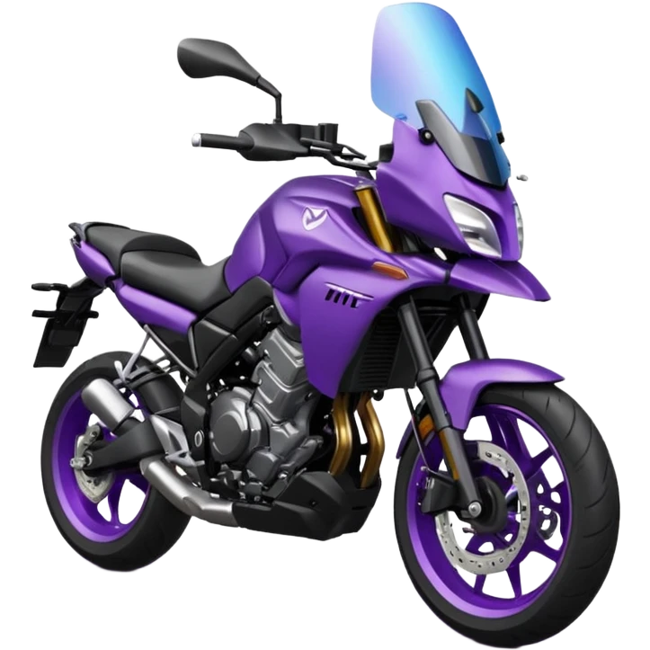 Créer un emoji copiable sur mon système iOS avec une moto mt07 noir mate / violet plus foncé que tu as et iridescent. le style de la mt07 doit être en sport. emoji