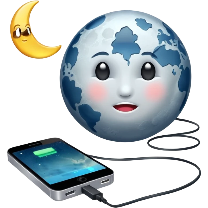 moon plugged into charger crystal recharging emoji