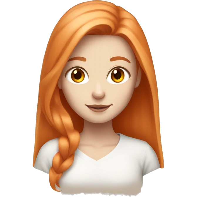 Pale girl with long light copper hair with an orange and white cat  emoji