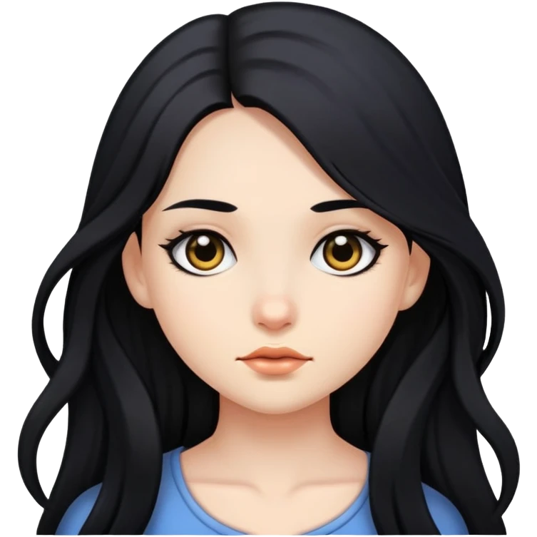 بنت بشرتها بيضاء وشعرها اسود طويل ولون عينها اسود emoji