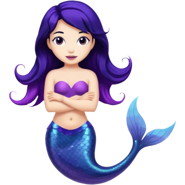Mermaid with black hair and purple tail  emoji