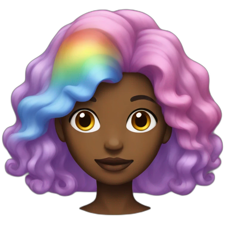 black lady with rainbow hair emoji