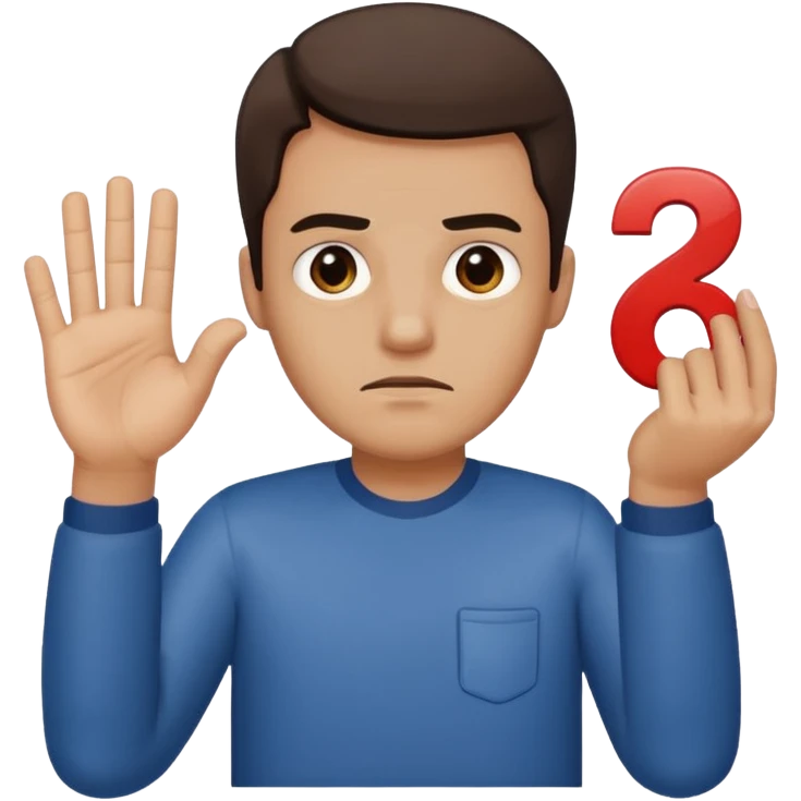 man frowning holding up numbers 6 in left hand and 7 in right hand emoji