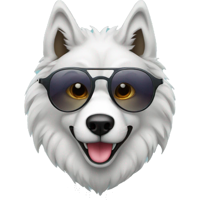 Lobo siberiano riendo con gafas  emoji