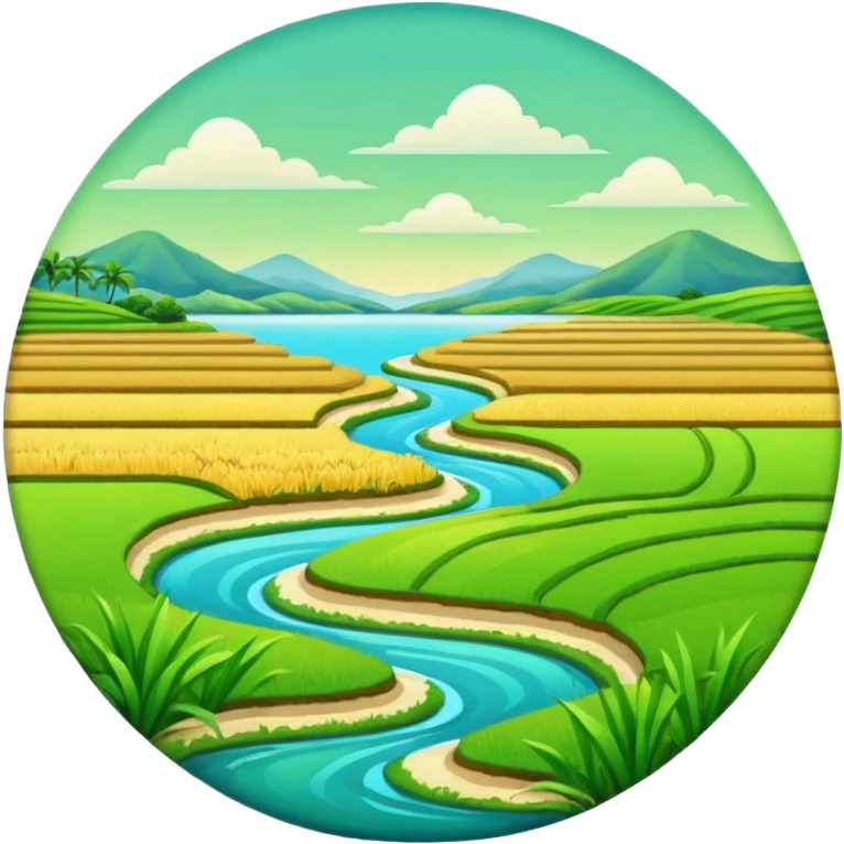 Make an emoji of a landscape with the sea and rice fields emoji