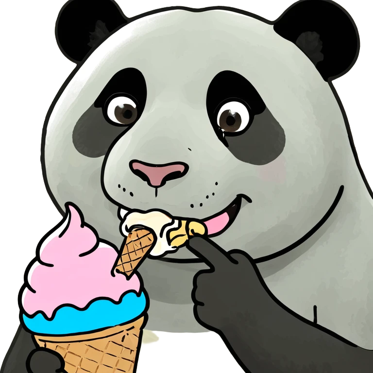 Panda eating ice cream emoji