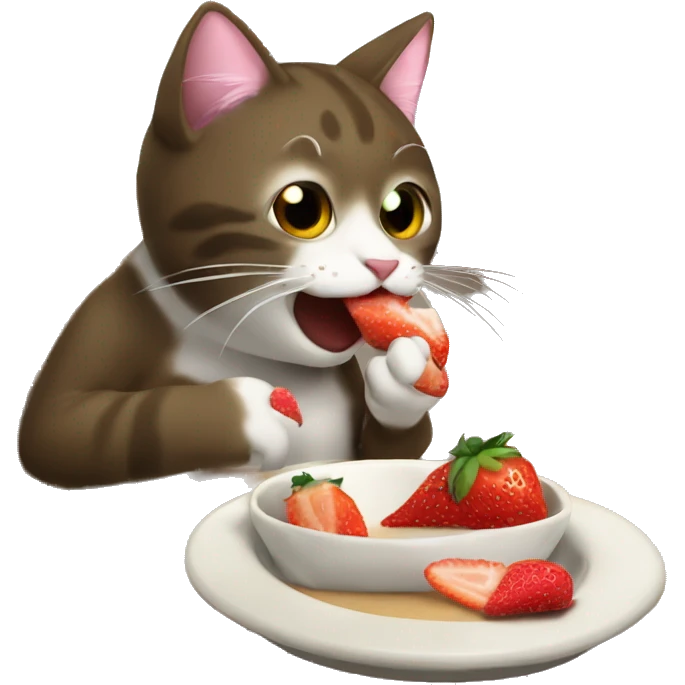 Gato comiendo una fresa  emoji