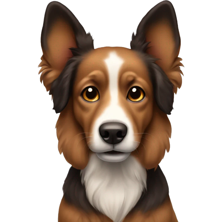 Brown dog  with black long fluffy ears  emoji