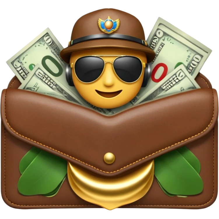 Aviator money emoji, wallet full of cash, casino vibe, premium 3D emoji style, clean, no background
 emoji