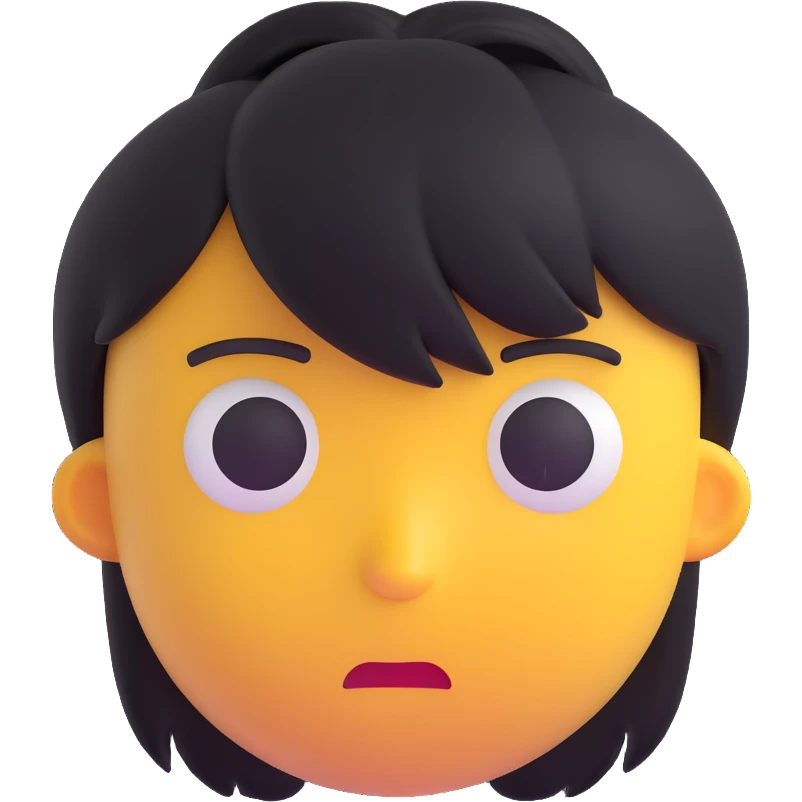 3D emoji with emo hairstyle and melancholic expression emoji