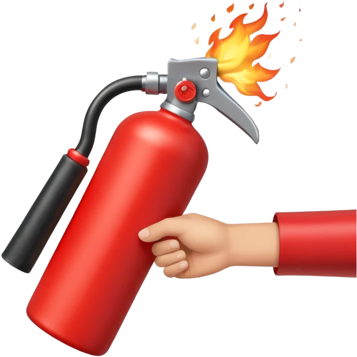 hand holding Fire extinguisher
 and puts out fire emoji