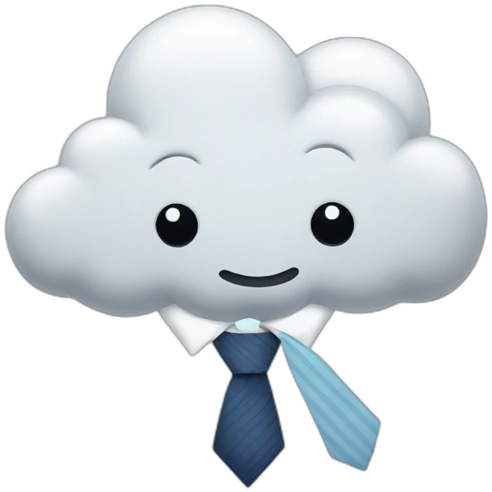 cloud whit face and a tie emoji