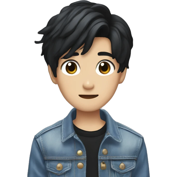nct dream member with black hair and denim jacket emoji