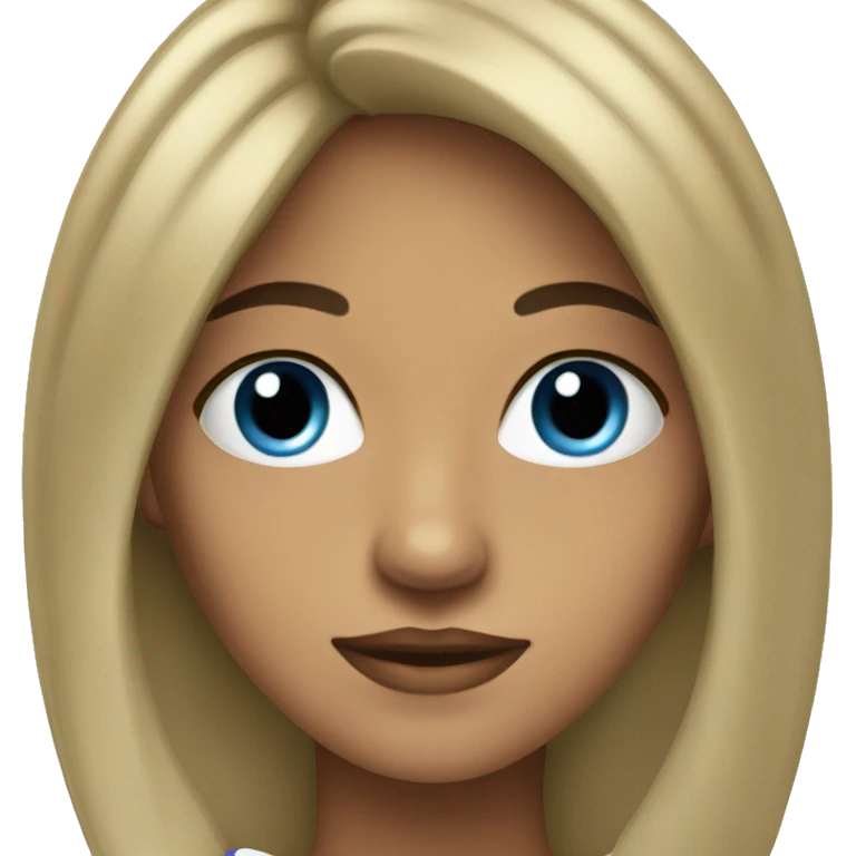 mujer pelo largo azul y ojos negros emoji