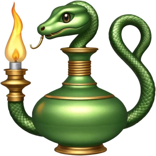 uma lamparina tradicional  com uma cobra em volta  emoji