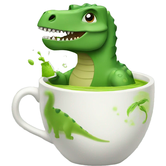 Dinosaur drinking matcha   emoji