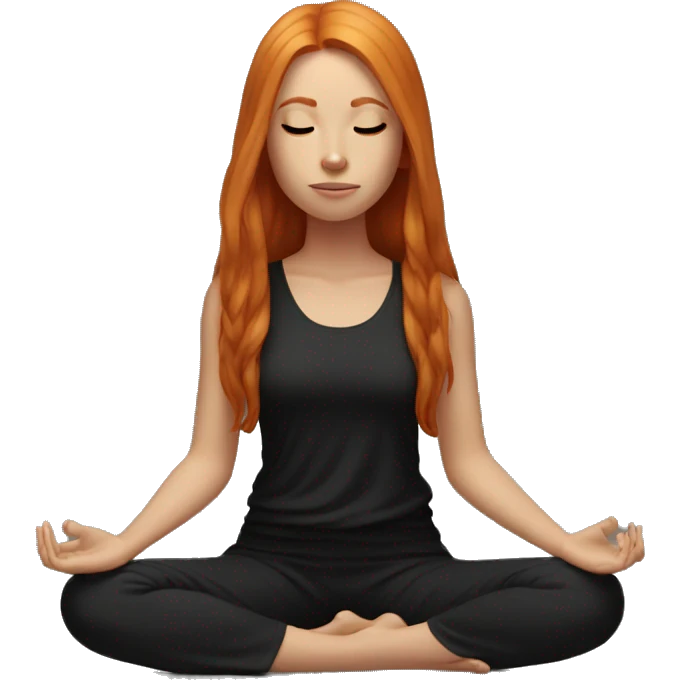 Aesthetic Ginger girl straight hair in black fit full body meditating  emoji