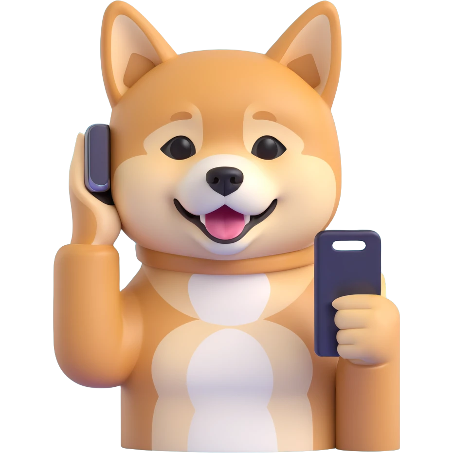 shiba inu calling on phone emoji