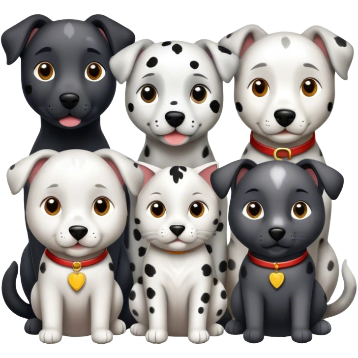 Dalmatian, gray cat and Belgium shepherd  emoji