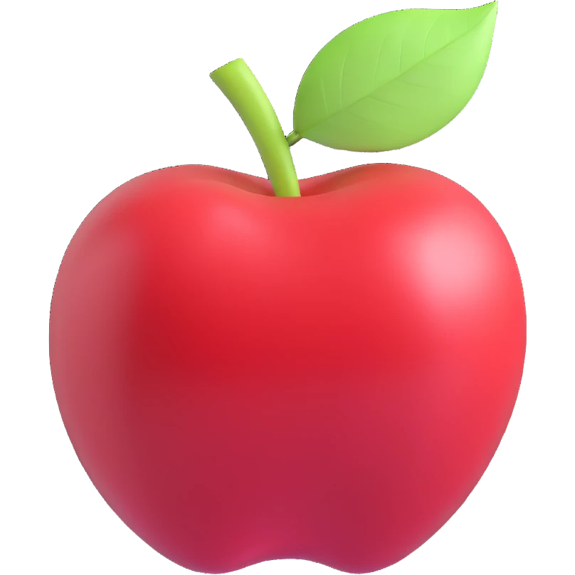 a glossy red apple with a green leaf on top, featuring a digital-style progress bar across its surface, partially filled to 60%, pure white background emoji