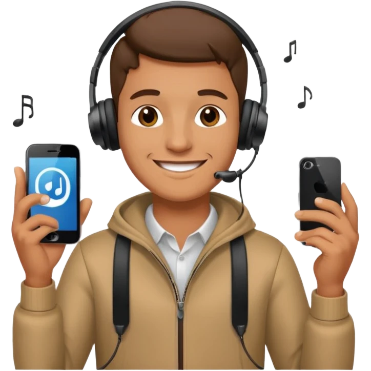 guy listening to music with earphone and phone in hand emoji