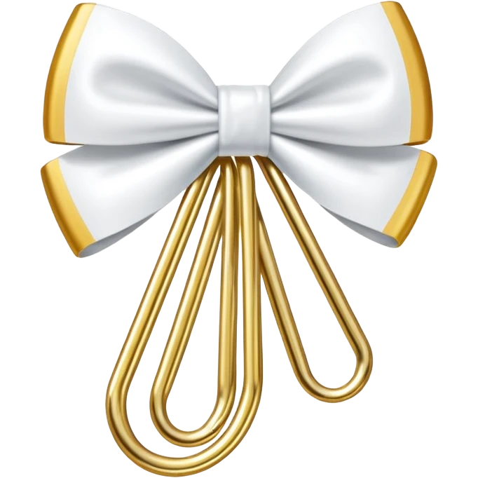 one gold paper clip with a white bow in the middle emoji