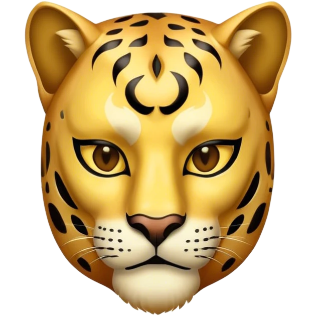 portrait of a man wear half-face golden panther mask emoji