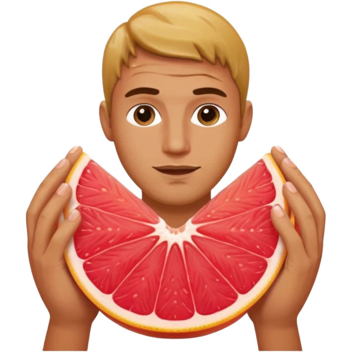 a wet man with his middle and ring finger in a wet juicy grapefruit emoji