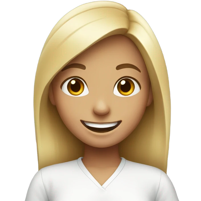 smiling girl in white shirt emoji