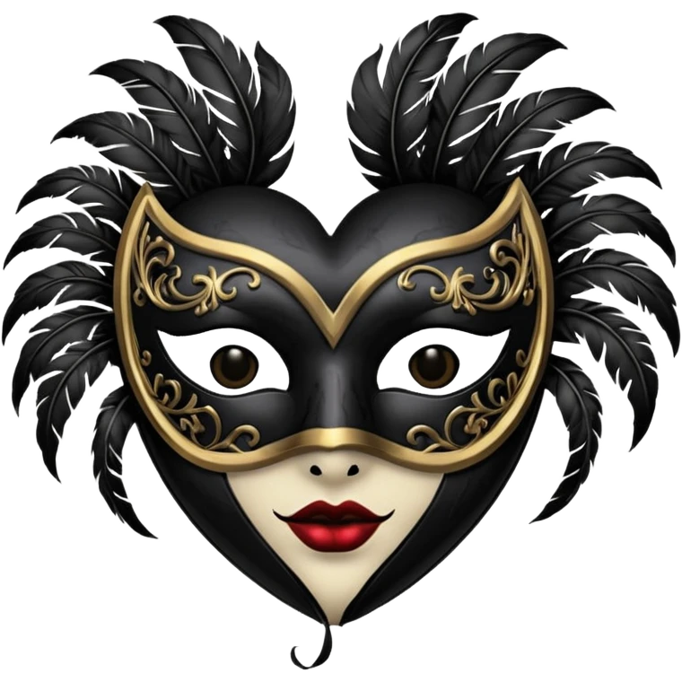 goth heart with a dark masquerade mask emoji