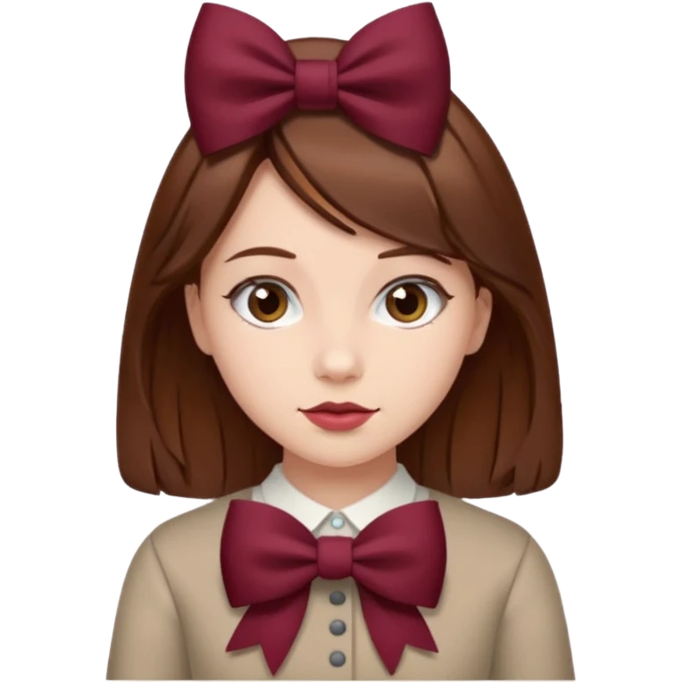 girl brown hair with a burgundy bow emoji