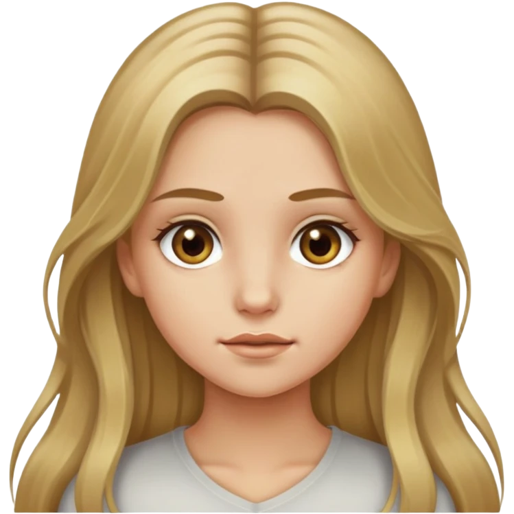 Girl emoji with dirty blonde hair, long hair and hazel eyes emoji
