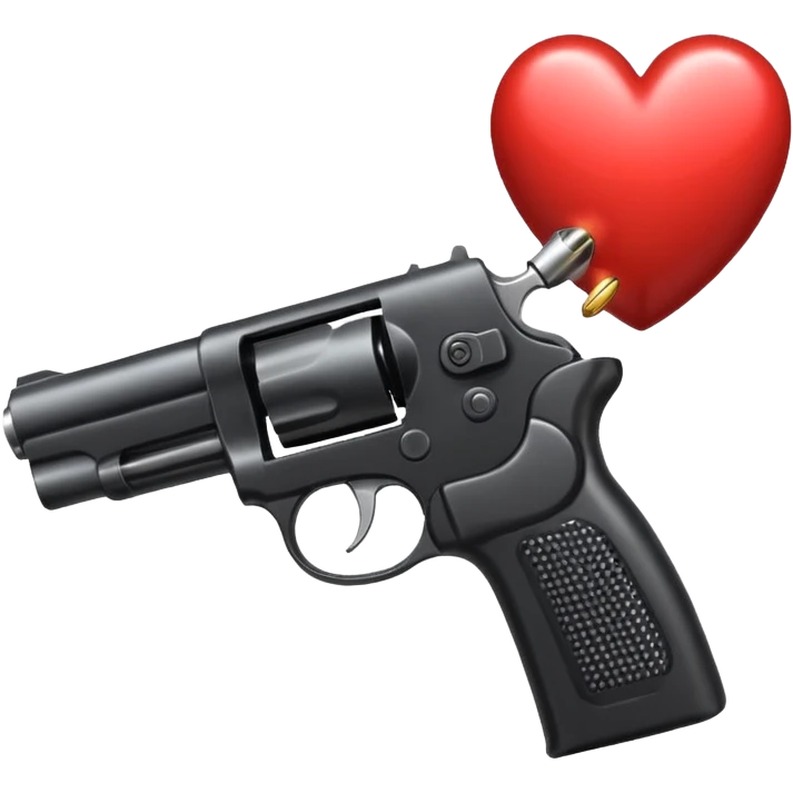 Black hand gun shooting a heart bullets out of the tip  emoji