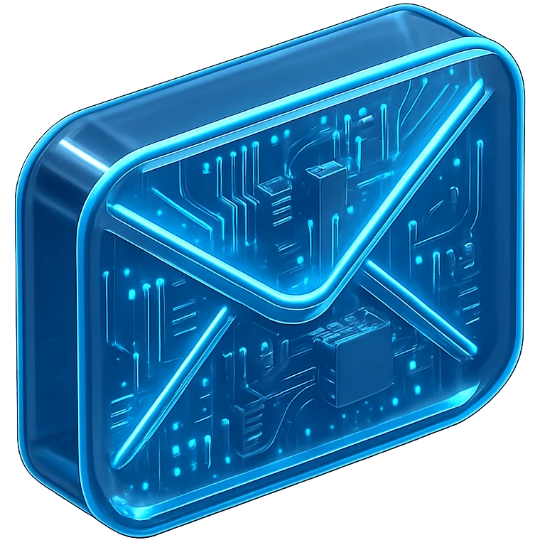 digital email icon with blue LED glow modern tech look emoji