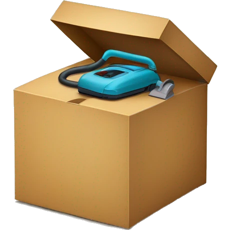 a present box half way open on the top and has BISSELL vacuum cleaner inside emoji