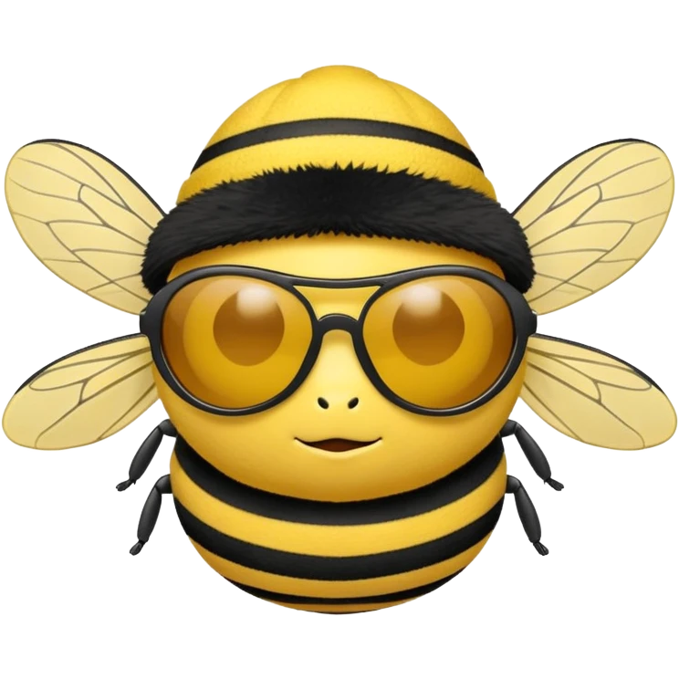 a plushie wasp in sunglasses and a yellow hat emoji