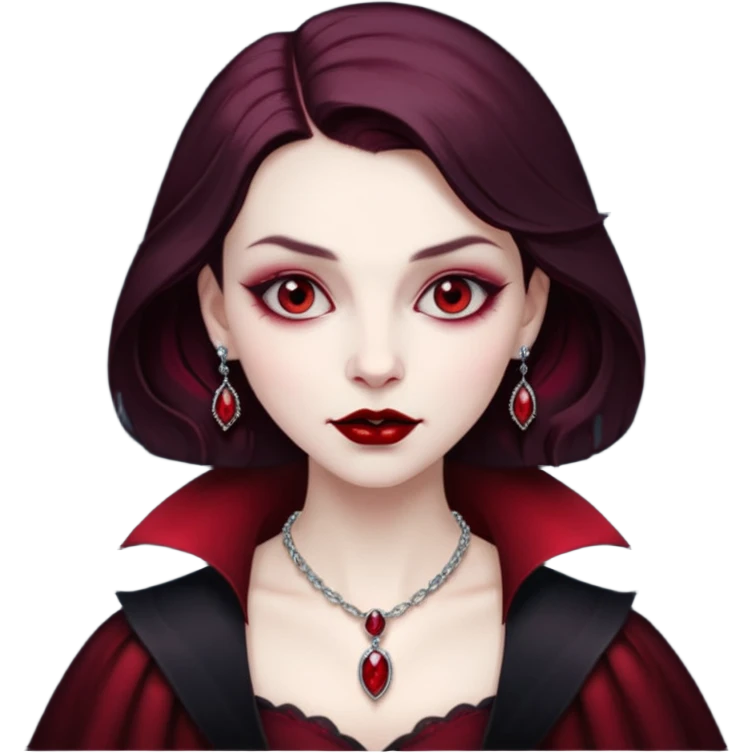 Vampire lady Pale queen with ruby necklace emoji